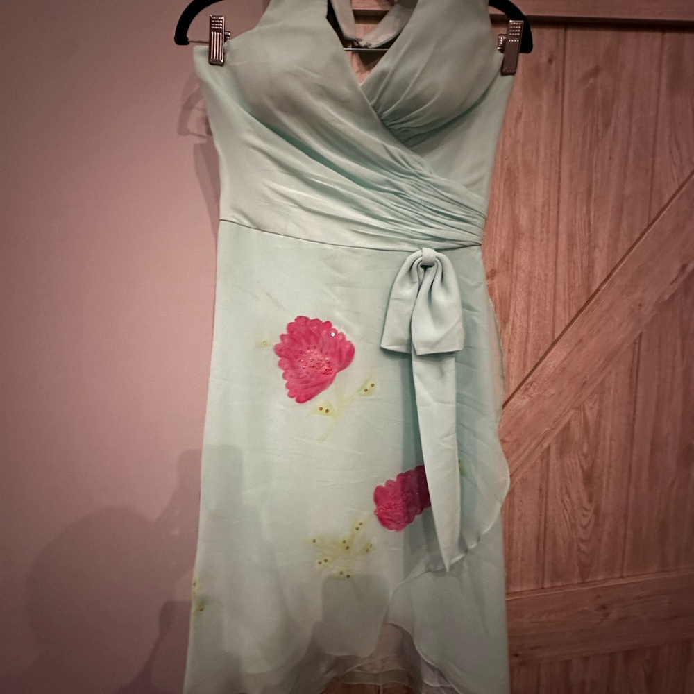 Elegant Mint Green Floral Dress